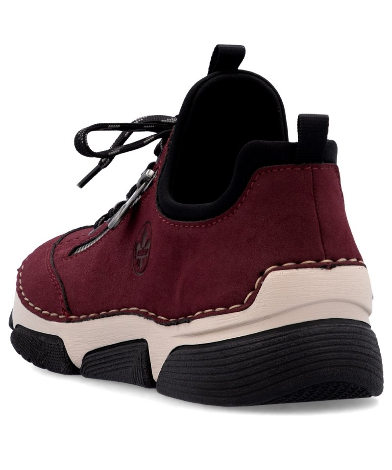 BOTKI sneakersy 36 RIEKER 45973 bordowe damskie półbuty bordo