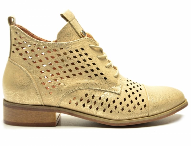Botki 37 Potocki 12091 złote ażurowane sznurowane