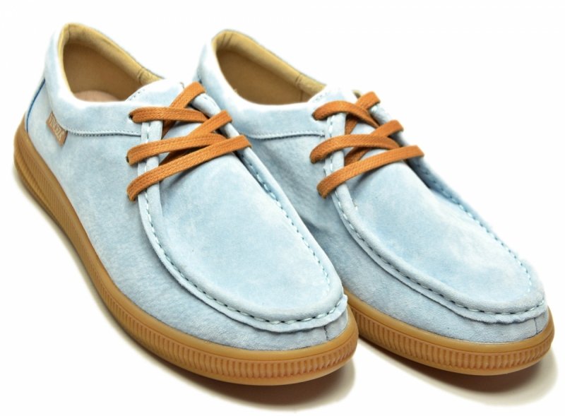 Półbuty 39 skóra VINCEZA 95391 błękitne skórzane zamsz niebieskie