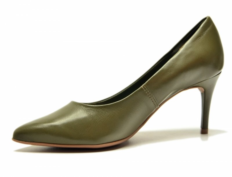 Czółenka 36 szpilki BOTTERO skóra zielone sórzane oliwkowe