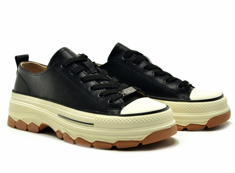 Trampki sneakersy 40 skóra FILIPPO 7501 czarne półbuty skórzane 