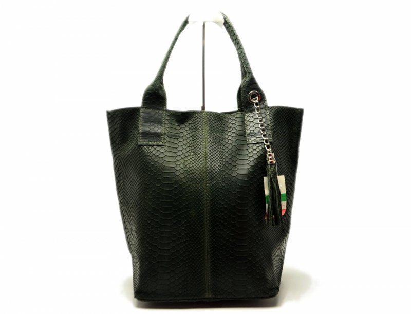 TOREBKA MIKO skóra zielona skórzana wąż