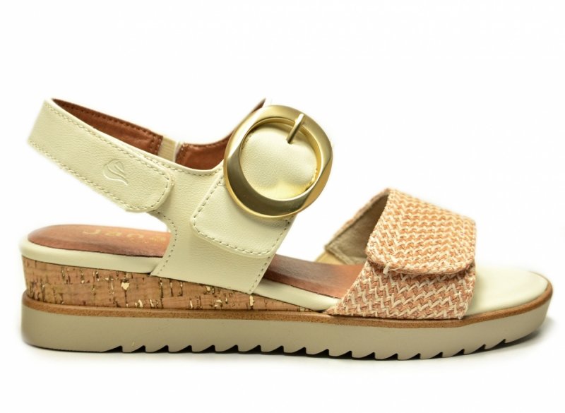 Sandały beż 37 JANA 28776 na platformie koturnie beżowe kremowe