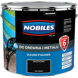 Nobiles olejna 10L CZARNY MAT czarna Ftalonal farba olejno-ftalowa drewna metalu betonu emalia