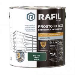 Rafil Na Rdzę 2,5L ZIELONY MCHOWY RAL6005 POŁYSK farba szybkoschnąca antykorozyjna gruntoemalia do stali żeliwa