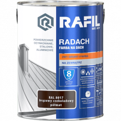 Radach 5L BRĄZ-OWY Czekoladowy RAL8017 PÓŁMAT farba na dach Rafil ocynk stal aluminium 