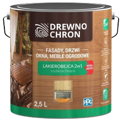 Drewnochron 2w1 Lakierobejca BEZBARWNY 2,5L do drewna szybkoschnąca wodna wewnętrzna zewnętrzna podbitki altanki