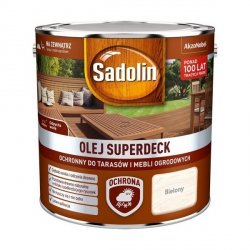 Sadolin Superdeck olej 2,5L BIELONY do drewna tarasów mebli ogrodowych mat