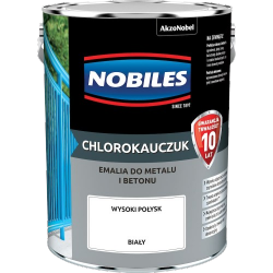 Chlorokauczuk 5L BIAŁY Nobiles farba metalu betonu emalia biała stali żeliwa