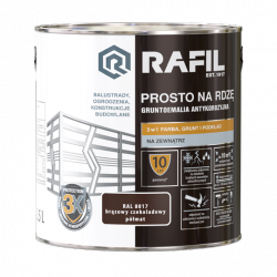 Rafil Na Rdzę 2,5L BRĄZ-OWY RAL8017 PÓŁMAT farba szybkoschnąca brązowa antykorozyjna gruntoemalia do stali żeliwa