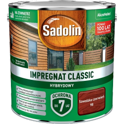 Sadolin Classic impregnat 2,5L SZWEDZKA CZERWIEŃ 98 do drewna clasic Hybrydowy płotów altanek fasad