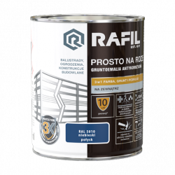 Rafil Na Rdzę 0,75L NIEBIESKI RAL5010 POŁYSK farba szybkoschnąca antykorozyjna gruntoemalia do stali żeliwa