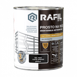 Rafil Na Rdzę 0,75L CZARNY RAL9005 PÓŁMAT farba szybkoschnąca antykorozyjna gruntoemalia do stali żeliwa