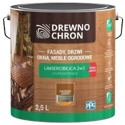Drewnochron 2w1 Lakierobejca ORZECH JASNY 2,5L do drewna szybkoschnąca wodna wewnętrzna zewnętrzna podbitki altanki