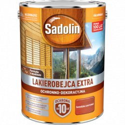Sadolin Extra lakierobejca 5L CZERWIEŃ SZWEDZKA 98 PÓŁMAT do drewna fasad domków okien drzwi