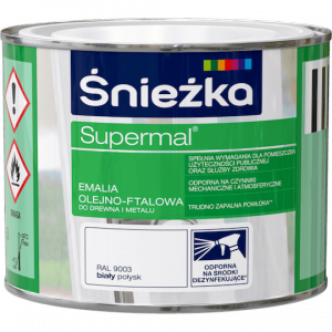 Śnieżka Olejna BIAŁY RAL9003 biała 0,2L Supermal farba olejno-ftalowa drewna metalu emalia połysk