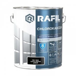 Rafil Chlorokauczuk 10L Czarny Głęboki RAL9005 czarna farba metalu betonu emalia chlorokauczukowa
