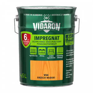 Vidaron Impregnat 4,5L V04 Orzech Włoski do drewna powłokotwórczy ochronny ogrodzeń altan elewacji ochronny