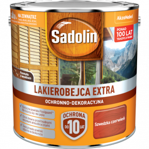 Sadolin Extra lakierobejca 2,5L CZERWIEŃ SZWEDZKA 98 PÓŁMAT do drewna fasad domków okien drzwi