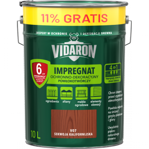 Vidaron Impregnat 9L + 1L V07 Sekwoja Kalifornijska do drewna powłokotwórczy ochronny ogrodzeń altan elewacji ochronny