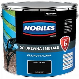 Nobiles olejna 10L CZARNY MAT czarna Ftalonal farba olejno-ftalowa drewna metalu betonu emalia