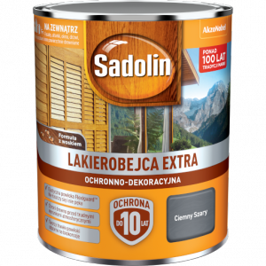 Sadolin Extra lakierobejca 0,75L SZARY CIEMNY PÓŁMAT do drewna fasad domków okien drzwi