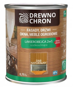 Drewnochron 2w1 Lakierobejca DĄB NATURALNY 0,75L do drewna szybkoschnąca wodna wewnętrzna zewnętrzna podbitki altanki