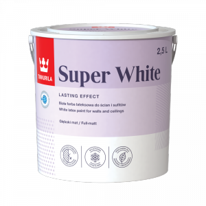 Tikkurila Super White 2,5L BIAŁA MAT lateksowa farba do wnętrz ścian i sufitów emulsja