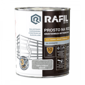 Rafil Na Rdzę 0,75L SZARY SREBRNY MŁOTKOWY farba szybkoschnąca antykorozyjna gruntoemalia do stali żeliwa