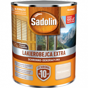 Sadolin Extra lakierobejca 0,75L BIAŁY KREMOWY 99 PÓŁMAT do drewna fasad domków okien drzwi