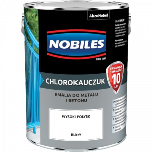 Chlorokauczuk 5L BIAŁY Nobiles farba metalu betonu emalia biała stali żeliwa