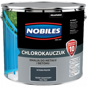 Chlorokauczuk 10L RAL7024 SZARY GRAFIT-OWY Nobiles farba metalu betonu emalia stali żeliwa