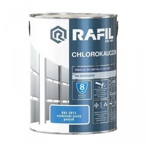 Rafil Chlorokauczuk 5L Niebieski Jasny RAL5012 niebieska farba metalu betonu emalia chlorokauczukowa 