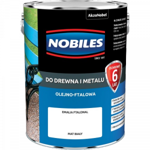 Nobiles olejna 5L BIAŁY MAT biała Ftalonal farba olejno-ftalowa drewna metalu betonu emalia