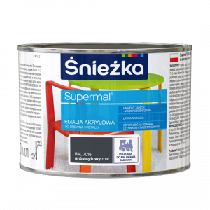 Śnieżka Emalia Akrylowa 0,4L ANTRACYT-OWY RAL7016 MAT Farba Supermal wodna szybkoschnąca