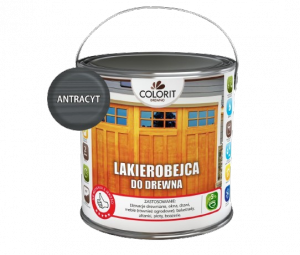Colorit Lakierobejca Do Drewna 2,5L ANTRACYT-OWY szybkoschnąca satynowa farba wodna boazerii elewacji okien drzwi