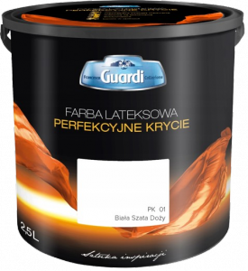 Farba Lateksowa Perfekcyjne Krycie 2,5L BIAŁA SZATA DOŻY PK 01 Guardi emulsja wewnętrzna