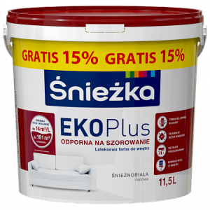 Śnieżka Eko PLUS Emulsja 10L + 1,5L = 11,5L Biała MATOWA lateksowa biały farba Śnieżnobiała  - TYLKO ODBIÓR OSOBISTY LUB WYSYŁKA NA PALECIE