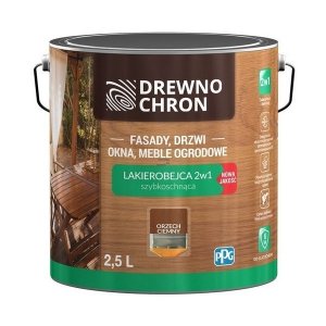 Drewnochron 2w1 Lakierobejca ORZECH CIEMNY 2,5L do drewna szybkoschnąca wodna wewnętrzna zewnętrzna podbitki altanki