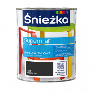 Śnieżka Emalia Akrylowa 0,8L CZARNY A501 MAT Farba czarna Supermal wodna szybkoschnąca