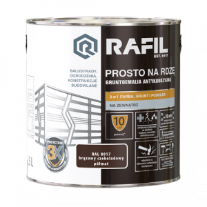 Rafil Na Rdzę 2,5L BRĄZ-OWY RAL8017 PÓŁMAT farba szybkoschnąca brązowa antykorozyjna gruntoemalia do stali żeliwa