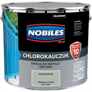 Chlorokauczuk 10L RAL7038 POPIELATY JASNY Nobiles farba metalu betonu szara emalia stali żeliwa