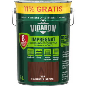 Vidaron Impregnat 4,5L + 0,5L V09 Palisander Indyjski do drewna powłokotwórczy ochronny ogrodzeń altan elewacji ochronny