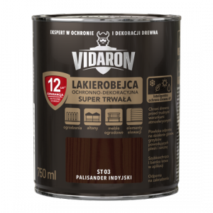 Vidaron SUPER TRWAŁA Lakierobejca 0,75L ST03 Palisander Indyjski do drewna 2w1 wodna szybkoschnąca