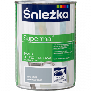 Śnieżka Olejna STALOWY MAT RAL7001 szara 0,8L Supermal farba olejno-ftalowa drewna metalu emalia