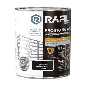 Rafil Na Rdzę 0,75L CZARNY RAL9005 PÓŁMAT farba szybkoschnąca antykorozyjna gruntoemalia do stali żeliwa