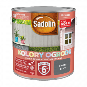 Farba na drewno ceramikę kamień cegły 2,5L SZARY CIEMNY Kolory Ogrodu Sadolin