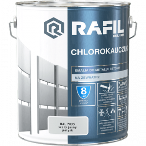 Rafil Chlorokauczuk 10L Szary Jasny RAL7035 szara farba metalu betonu emalia chlorokauczukowa