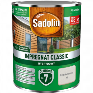 Sadolin Classic impregnat 0,75L BIAŁY KREMOWY 99 do drewna clasic Hybrydowy płotów altanek fasad