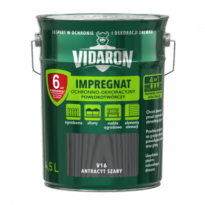 Vidaron Impregnat 4,5L V16 ANTRACYT-OWY Szary do drewna powłokotwórczy ochronny ogrodzeń altan elewacji ochronny
